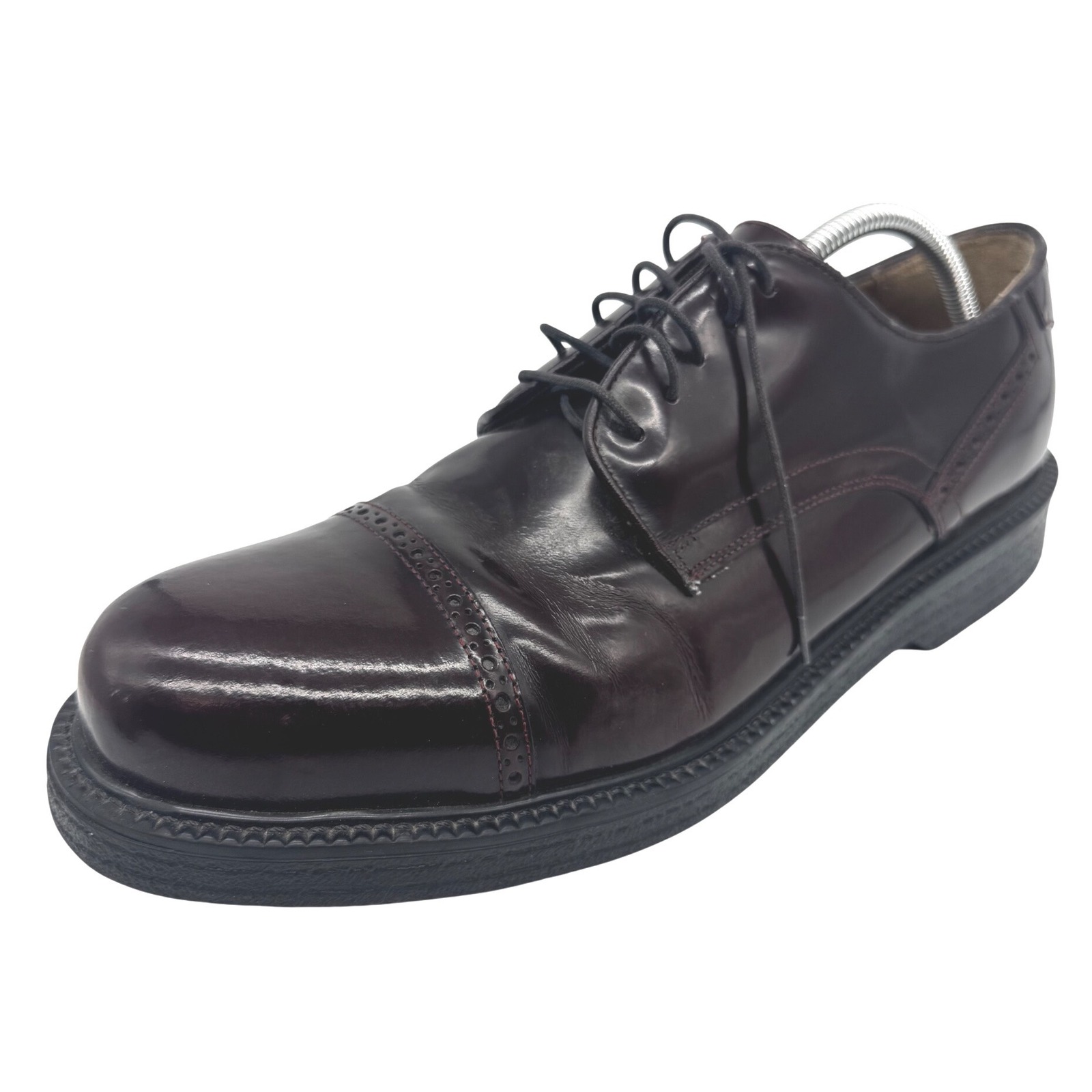 G.H. Bass Mens 13 Burgundy Leather Cap Toe Derby Shoes Made In Italy Brogue